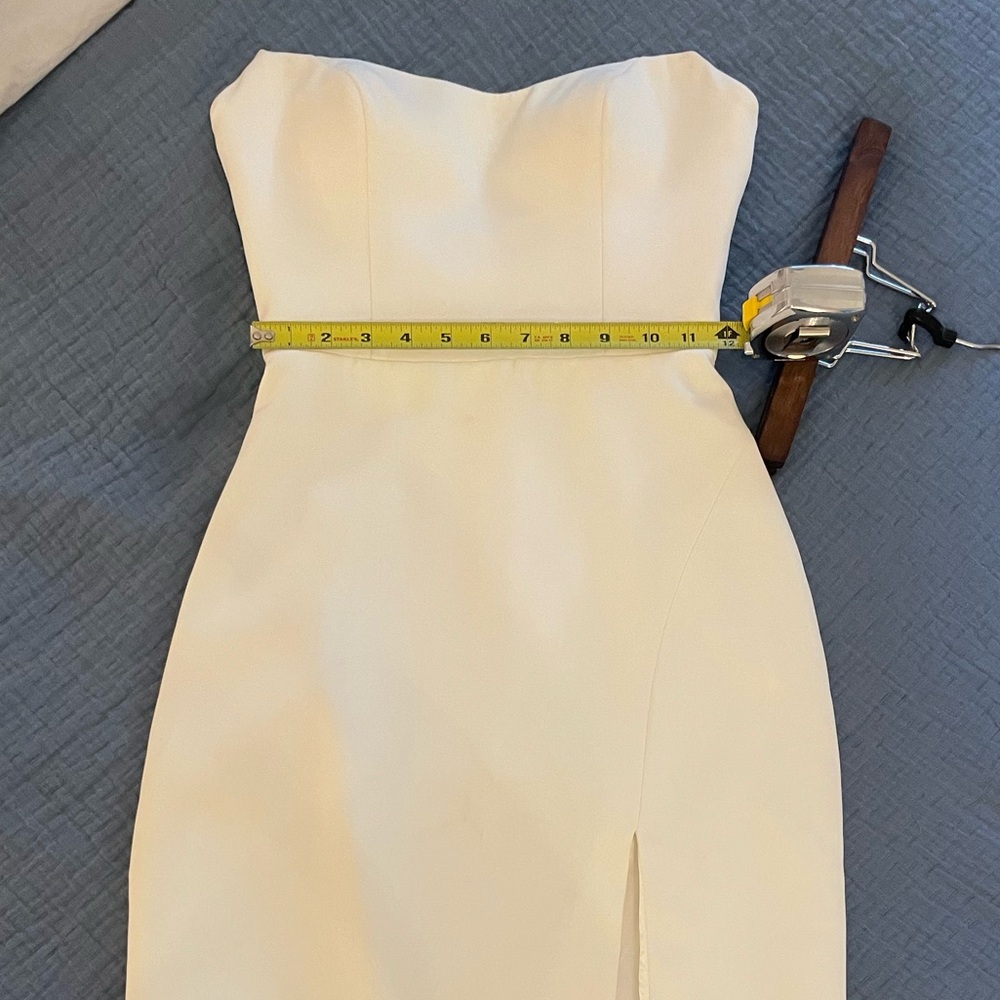 Jenny Yoo Ivory Midi Dress with Front Slit - Picture 3 of 7